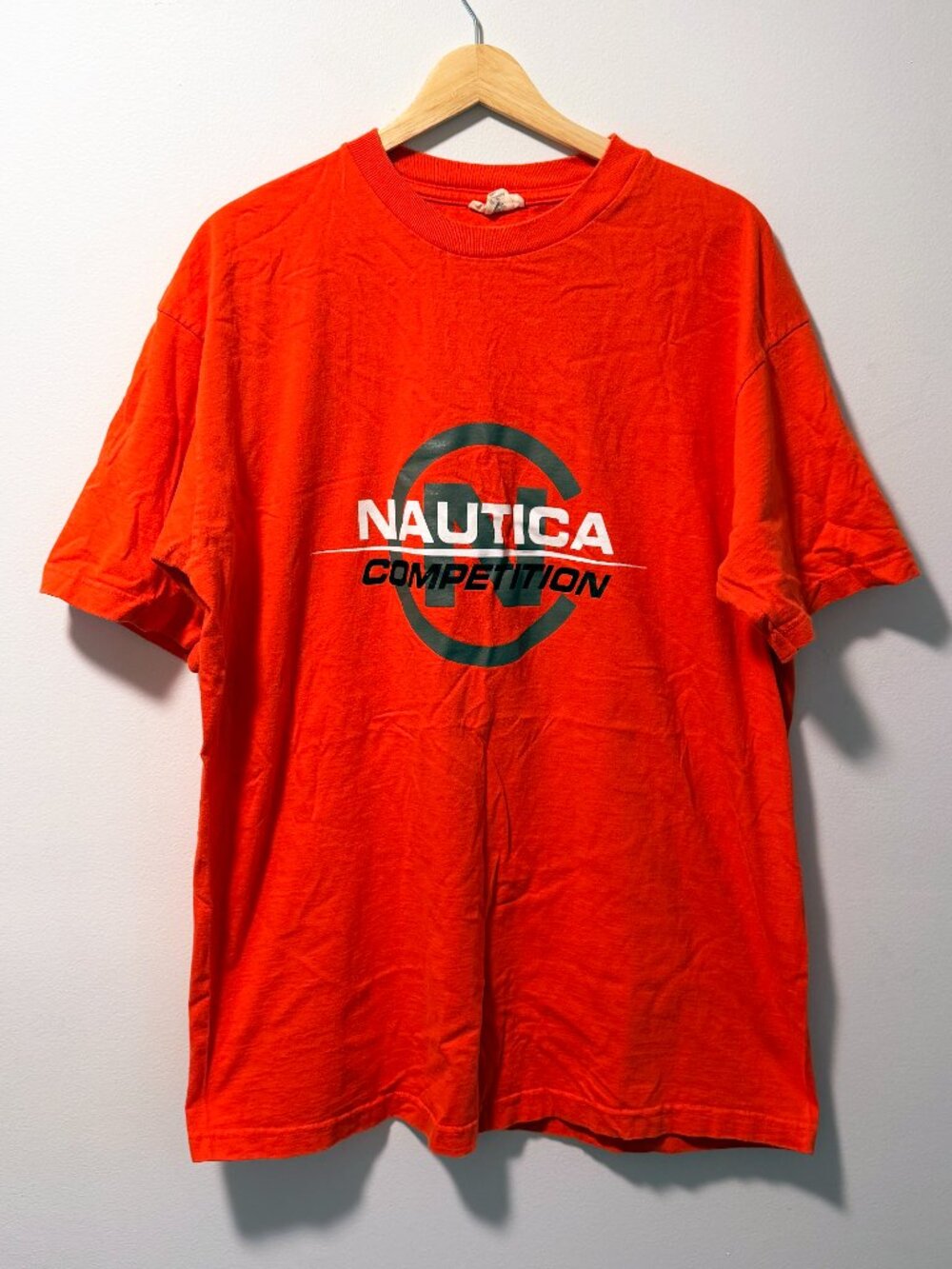 Nautica Competition Orange Tee - XL - Made in USA - Vintage 90s